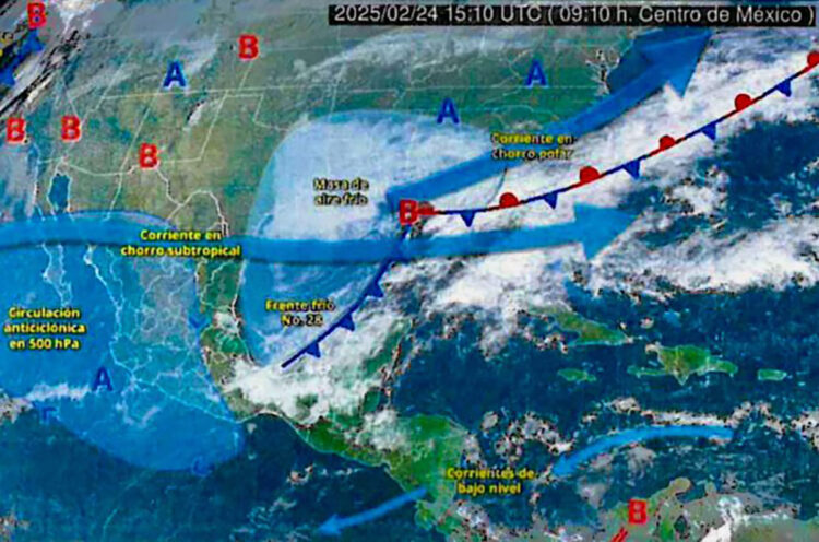 Frente Frío No. 28 ocasionará chubascos y lluvias fuertes en Chiapas