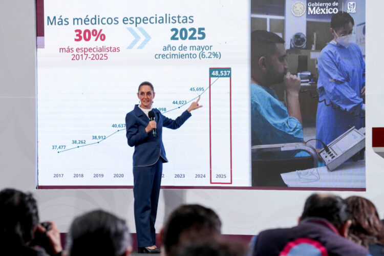 En 2025 rompimos récord en formación y contratación de médicos especialistas del IMSS: Sheinbaum