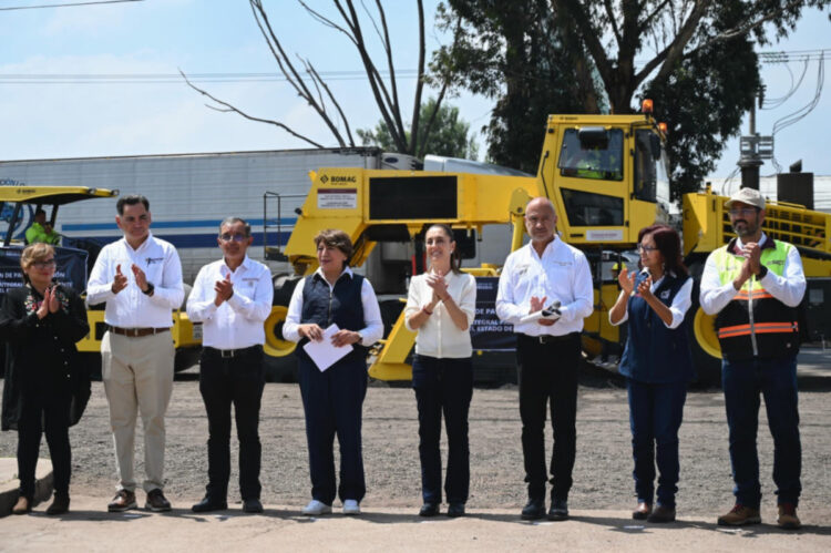 Claudia Sheinbaum da banderazo de salida a nuevos trenes de repavimentación