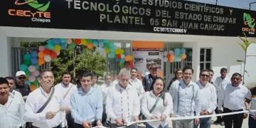 Impulsan educación con nuevas aulas en el Cecyt 05 San Juan Cancuc