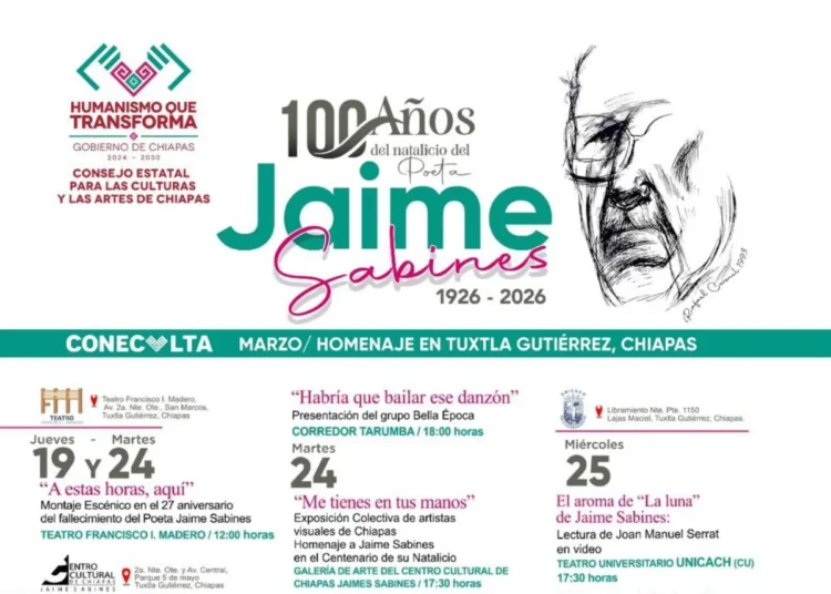 Coneculta conmemorará el centenario del natalicio del poeta Jaime Sabines Gutiérrez