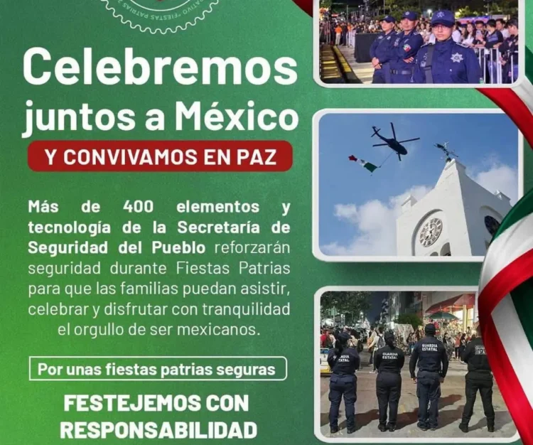 Más de 400 elementos y tecnología reforzarán seguridad durante Fiestas Patrias: SSP