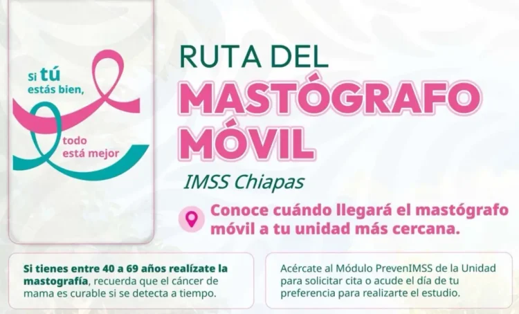 Invita IMSS Chiapas a mujeres derechohabientes a realizarse mastografías en unidades móviles