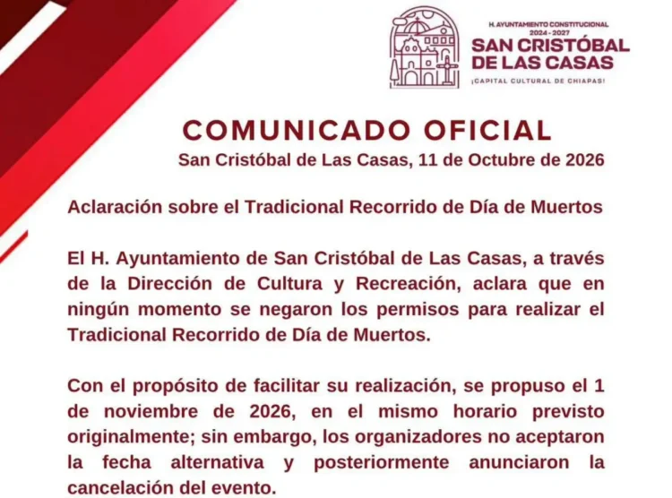 Ayuntamiento de San Cristóbal niega haber rechazado permisos para recorrido de Día de Muertos
